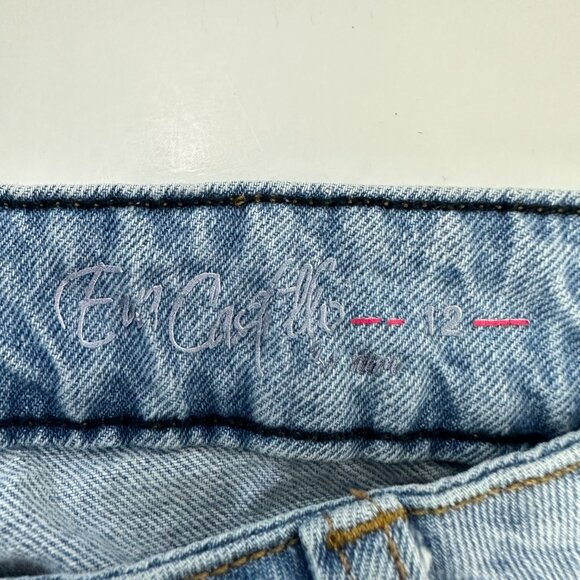 Eva Castilla Wide Leg Crop Women's size 12 Medium Wash Blue Denim Jeans - Picture 3 of 5